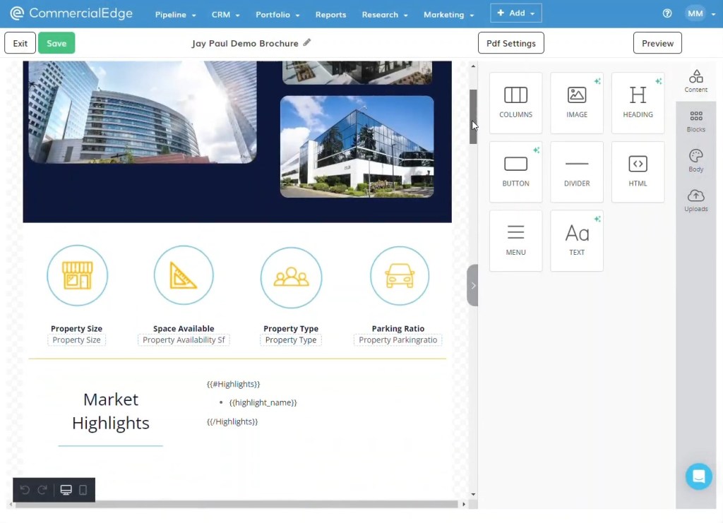 CommercialEdge Marketing brochure builder